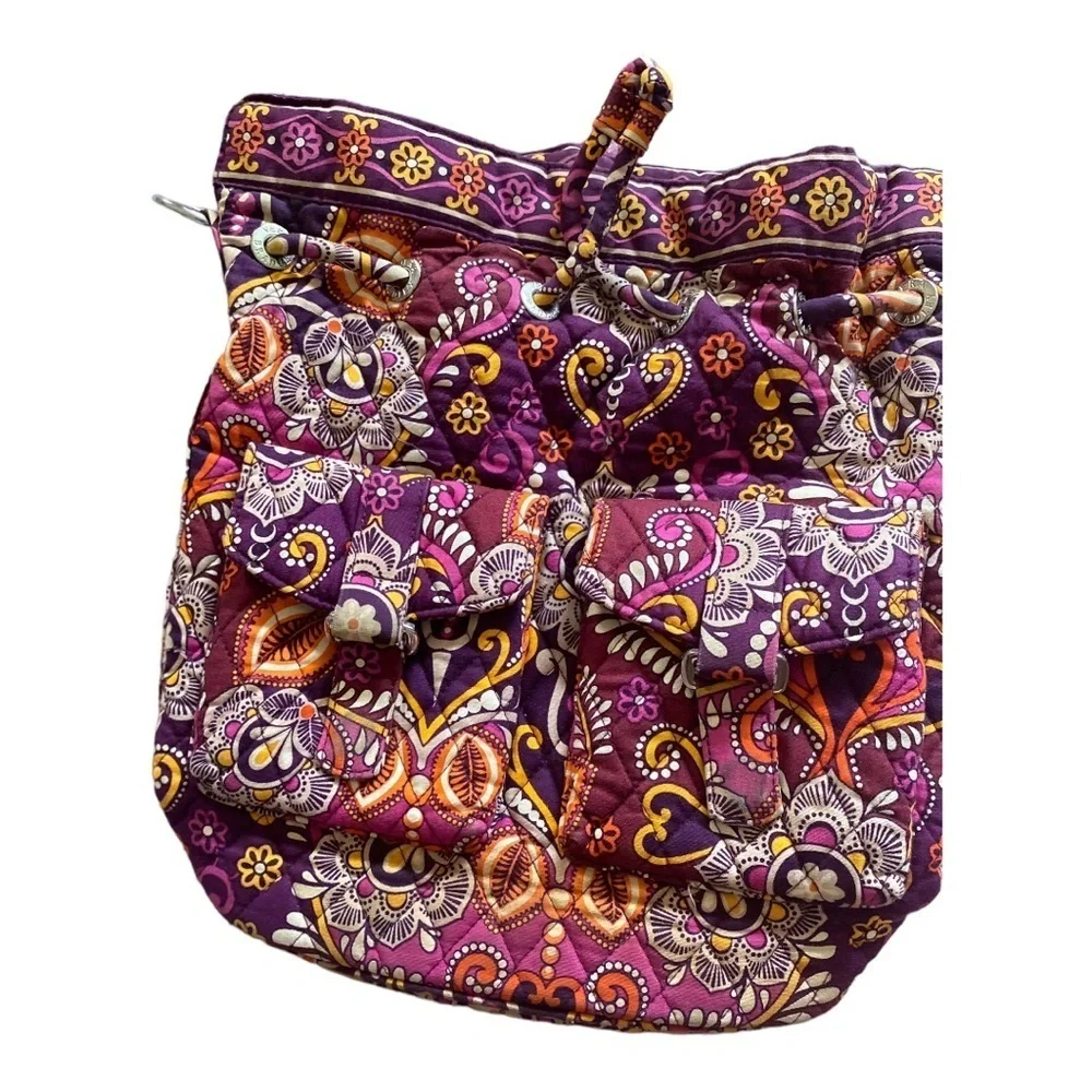 Vera Bradley Safari Sunset shoulder Drawstring Bag Purse 4